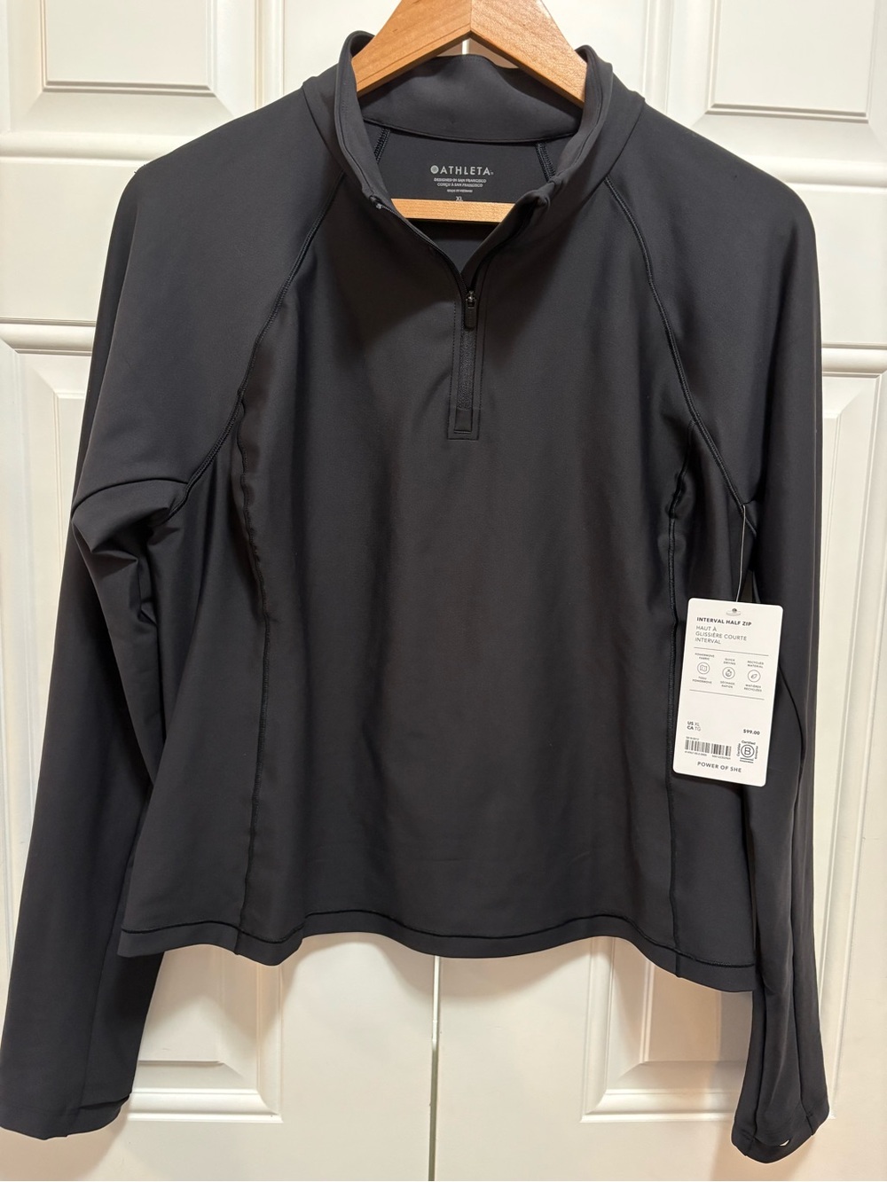 Athleta Black Power of She Long-Sleeve Interval Half-Zip Training Top